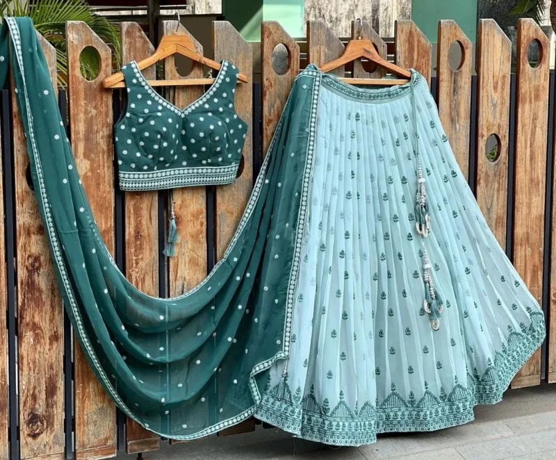 Thread Embroidery Georgette Lehenga Choli - Image 3