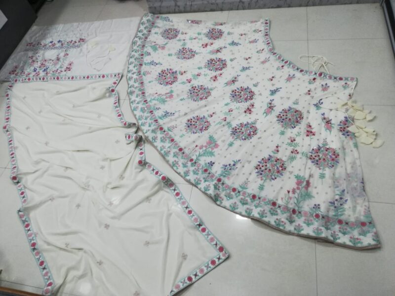 white color Wedding Wear Georgette Lehenga