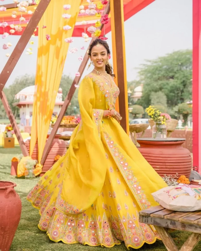 yellow georgette haldi lehenga choli jpg