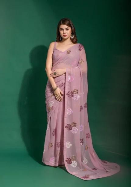 baby-pink-heavy-georgette-saree