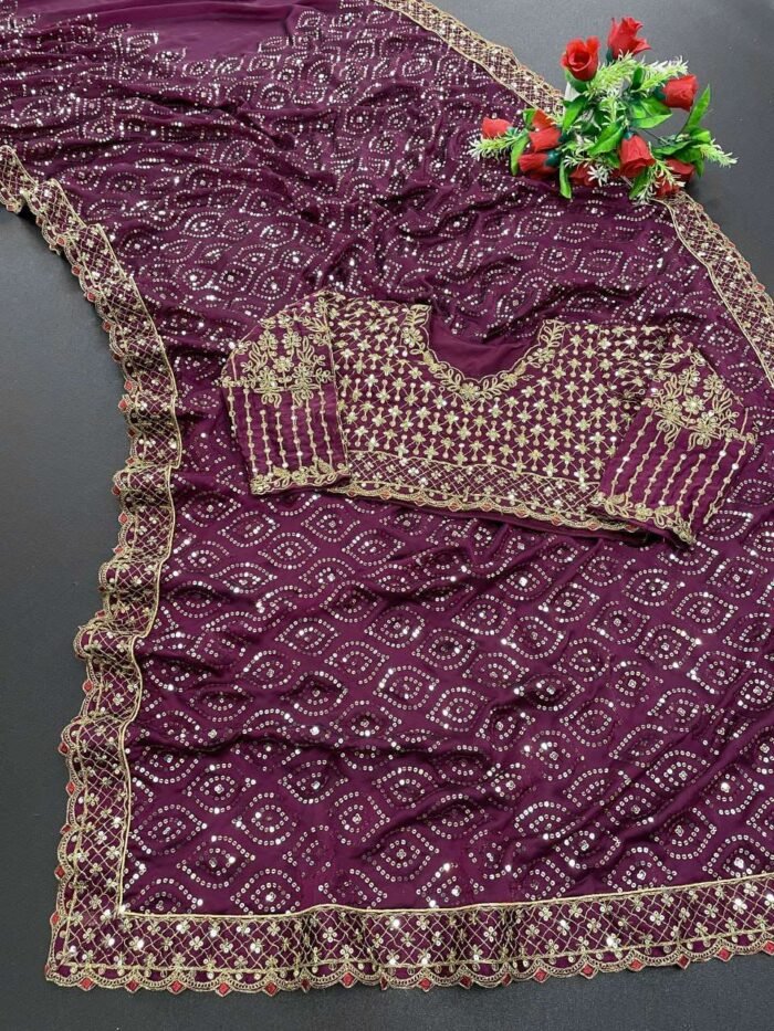 heavy silk georgette bridal saree 2