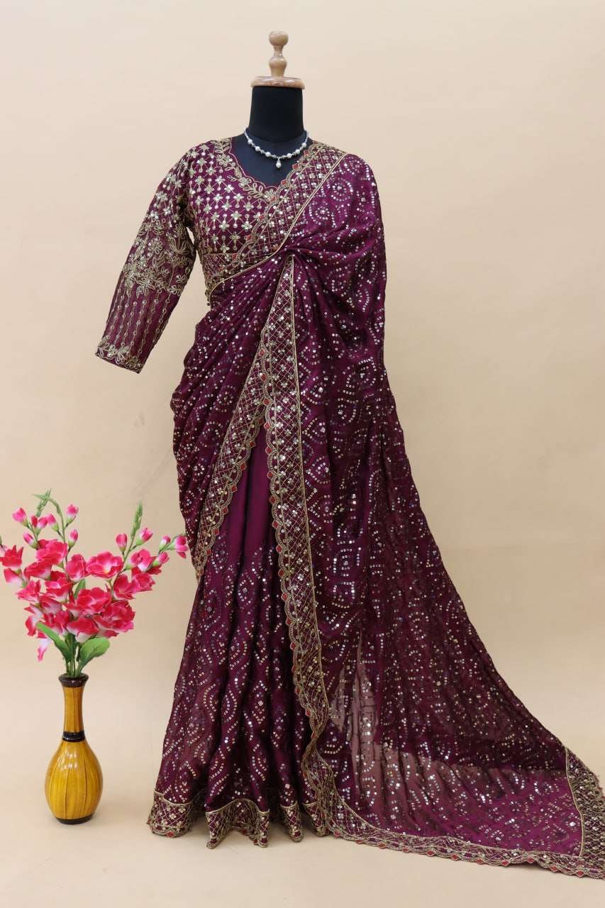 Ethnic Red Silk Printed Bridal Saree|SARV118258