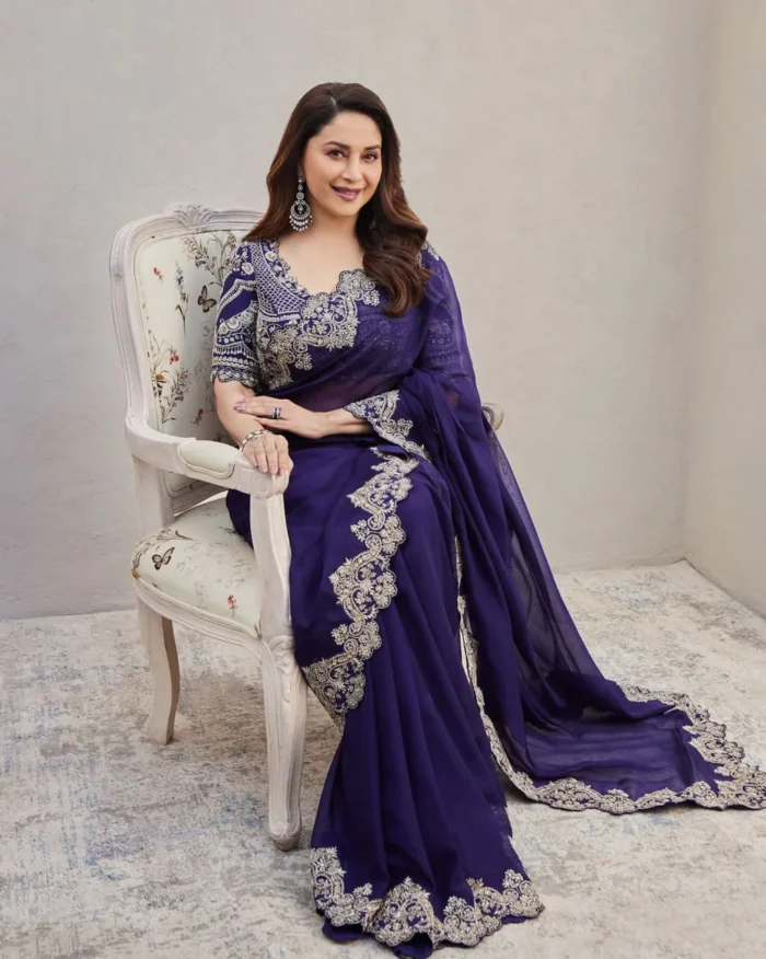 madhuri dixit heavy georgette saree jpg