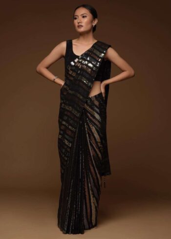 Premium Sequins Black Saree - Image 2
