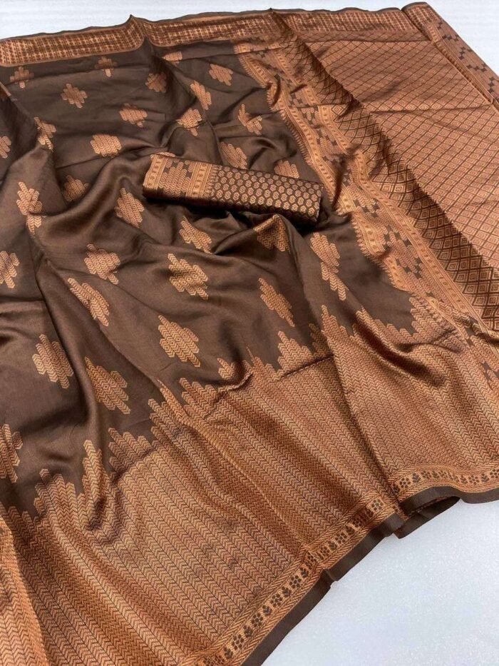 brown banarasi silk saree 3