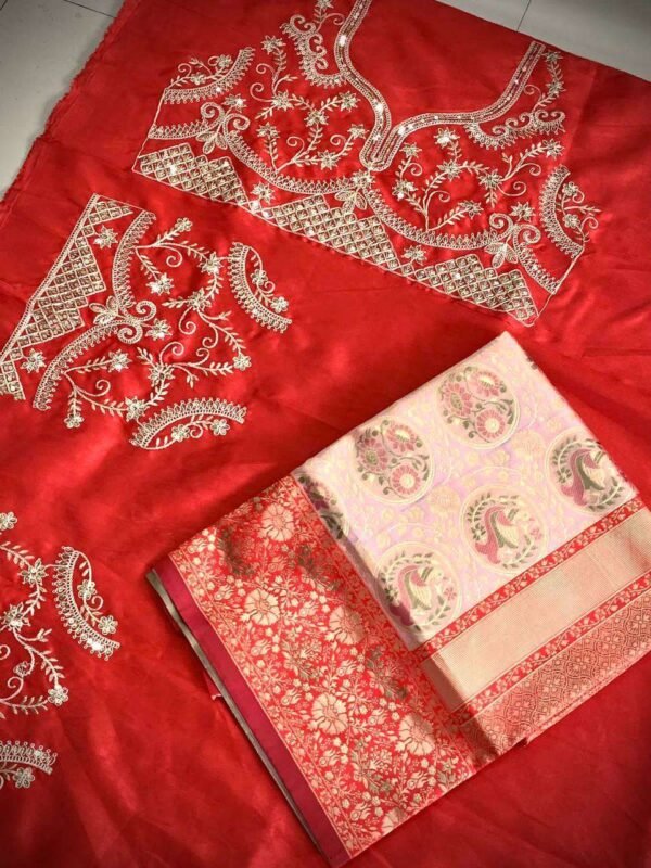 embroidered banarasi silk saree 3