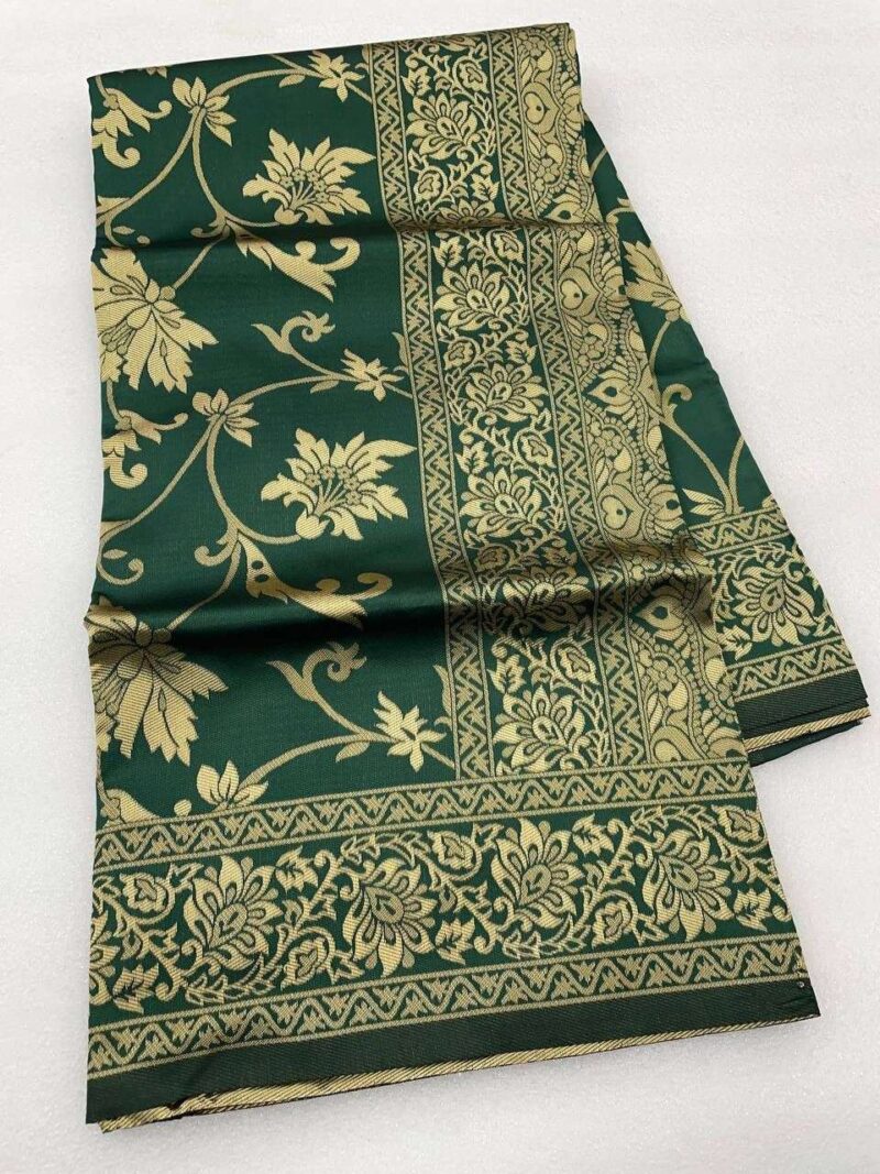 Green Banarasi Silk Saree - Image 4