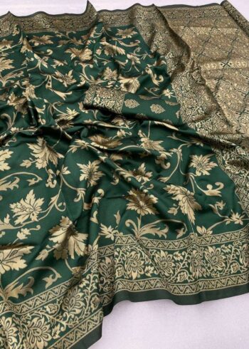 Green Banarasi Silk Saree - Image 3