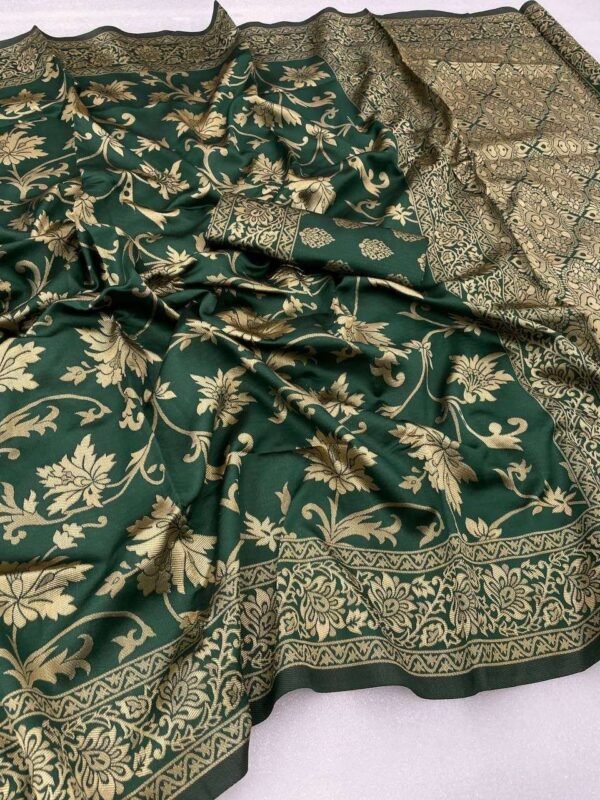 green banarasi silk saree 3