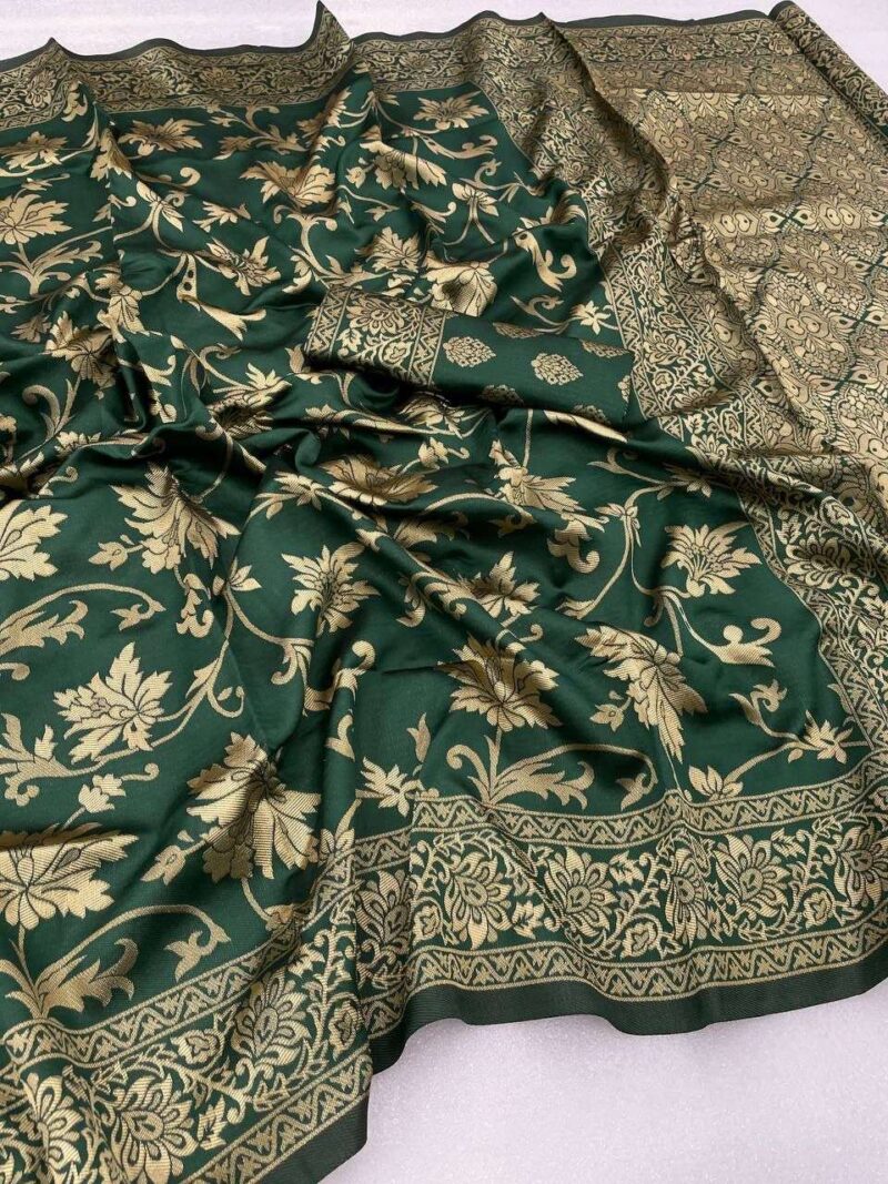 Green Banarasi Silk Saree - Image 3