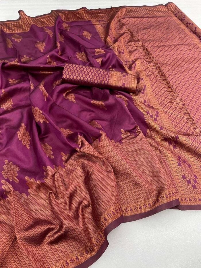 magenta banarasi silk saree 3