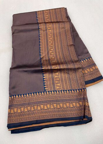Navy Blue Banarasi Silk Saree - Image 3