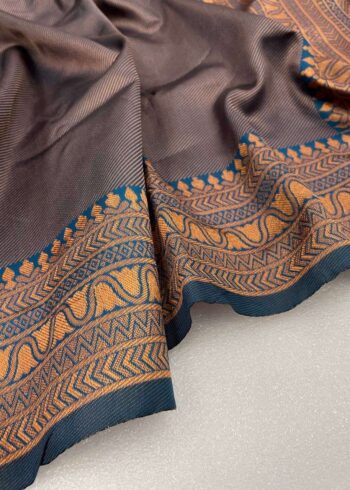 Navy Blue Banarasi Silk Saree - Image 5