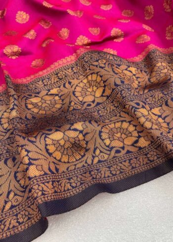 Pink Banarasi Silk Saree - Image 5