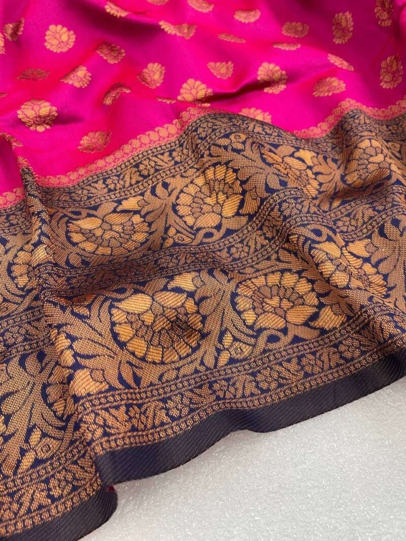 Pink Banarasi Silk Saree - Image 5