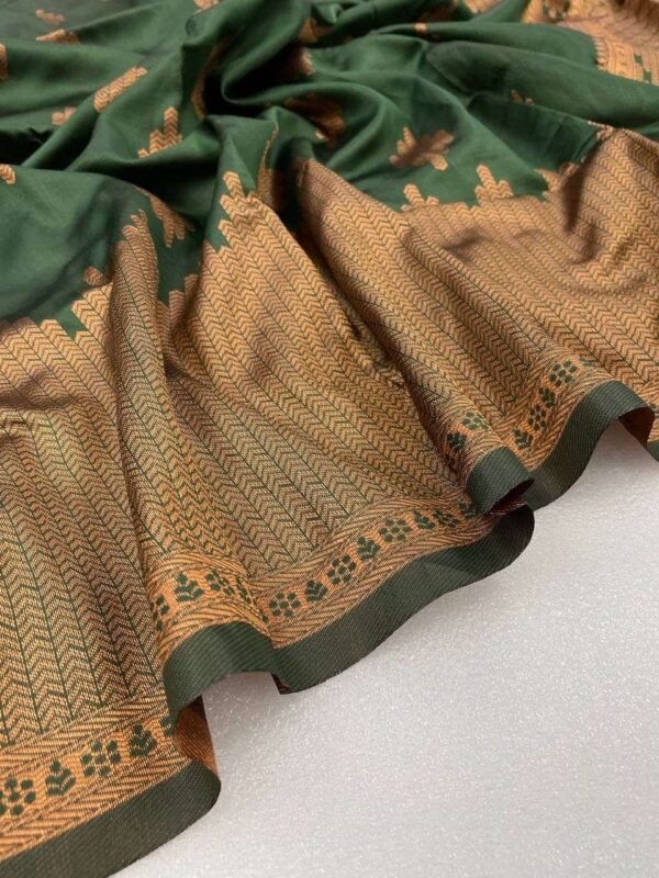stunning green banarasi silk saree 4