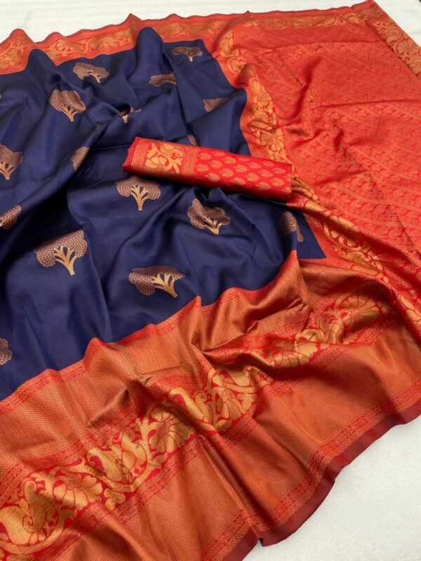 banarasi silk saree blue 2