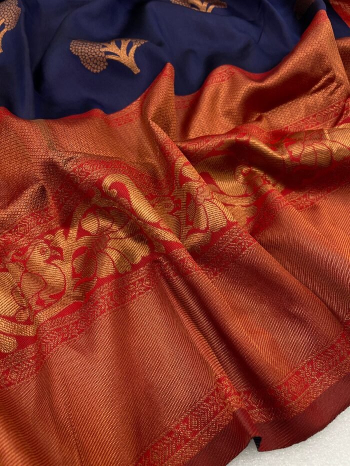 banarasi silk saree blue 3