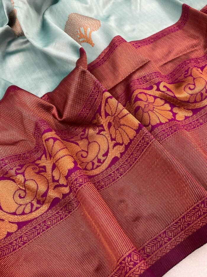 banarasi silk saree firozi 2