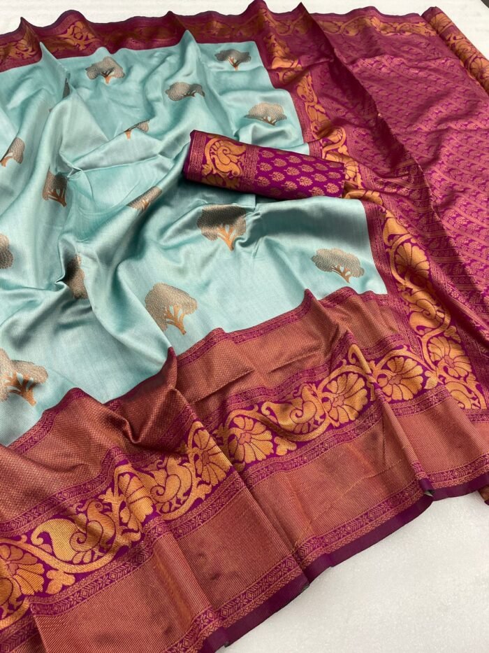 banarasi silk saree firozi 3