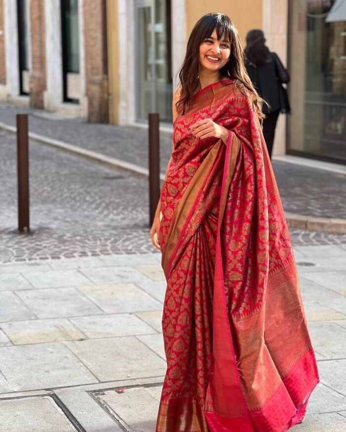 banarasi silk saree golden zari 1