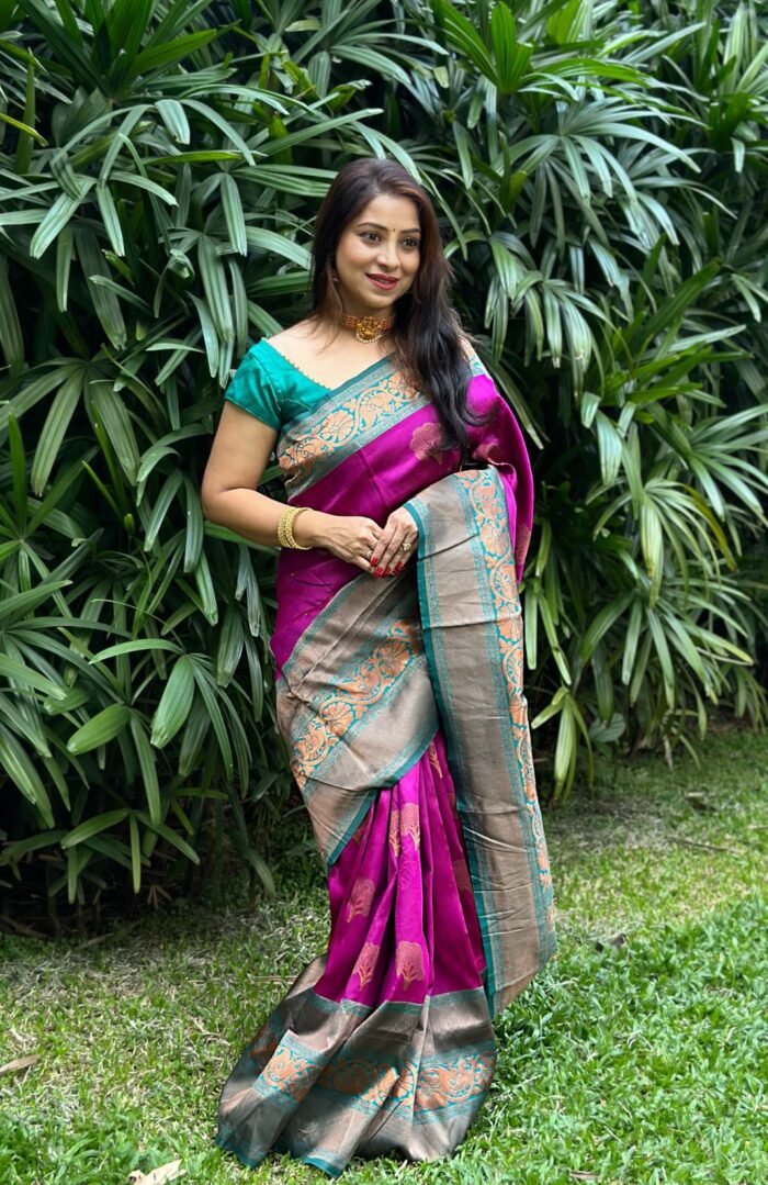 banarasi silk saree magenta 1