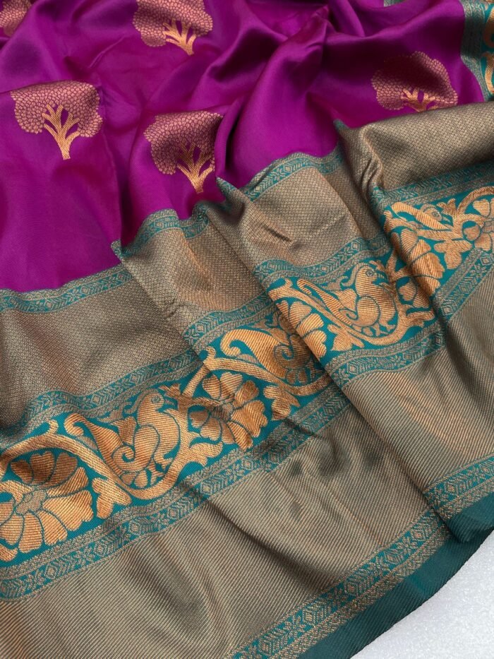 banarasi silk saree magenta 2