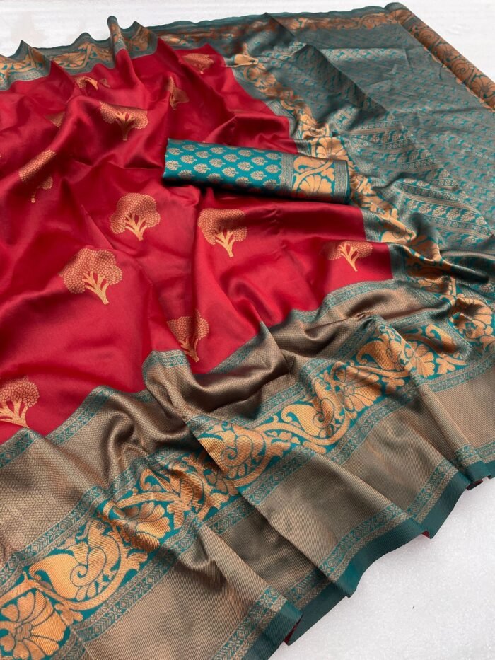 banarasi silk saree red 2