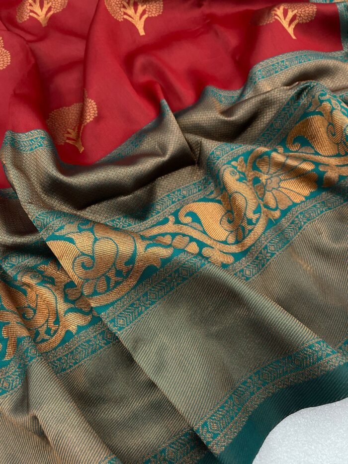 banarasi silk saree red 3