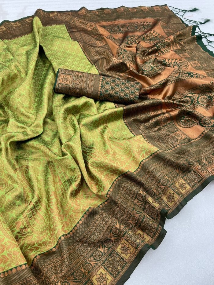 banarasi silk sarees light green 3