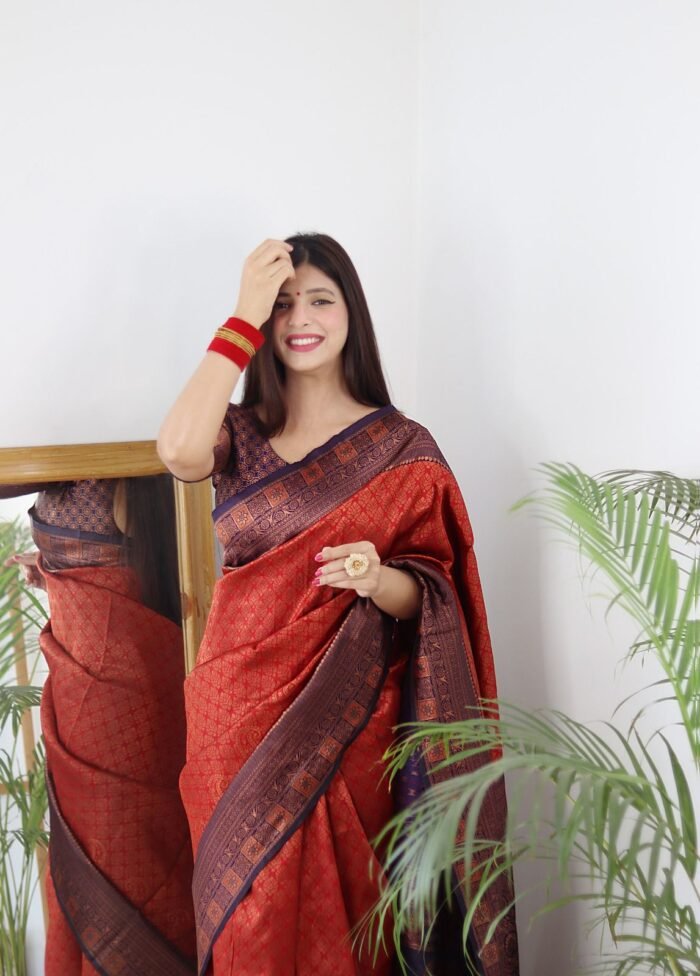 banarasi silk sarees red