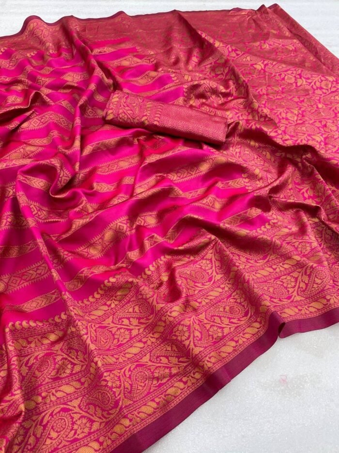 beautiful banarasi silk sarees peach 2