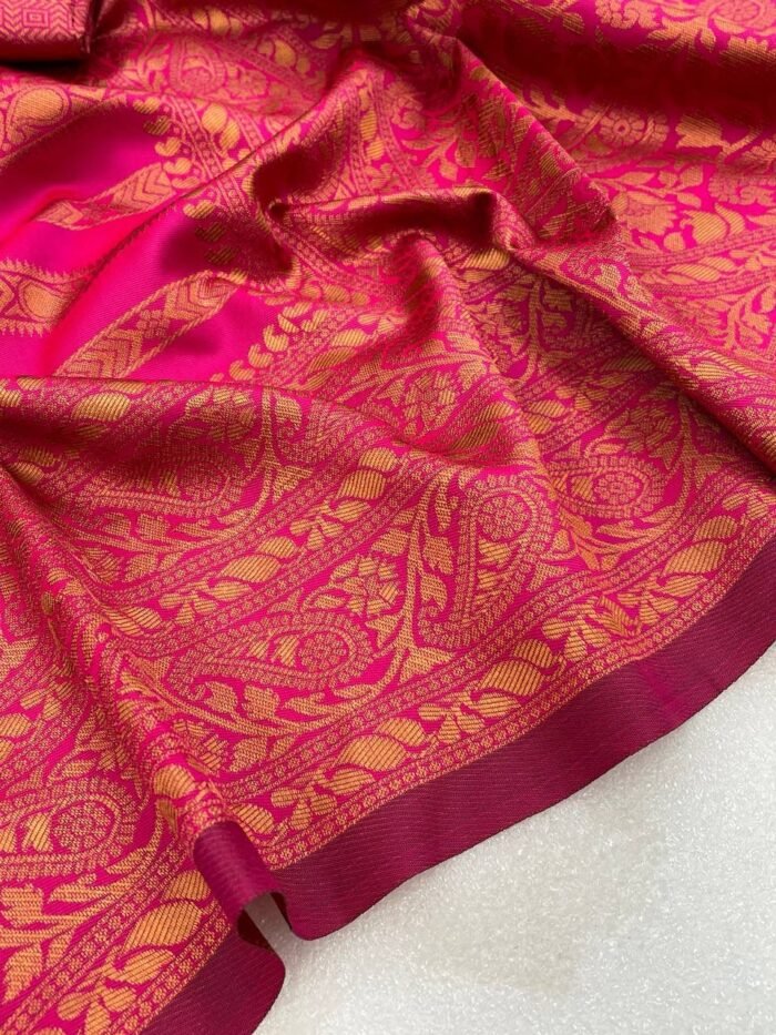 beautiful banarasi silk sarees peach 3