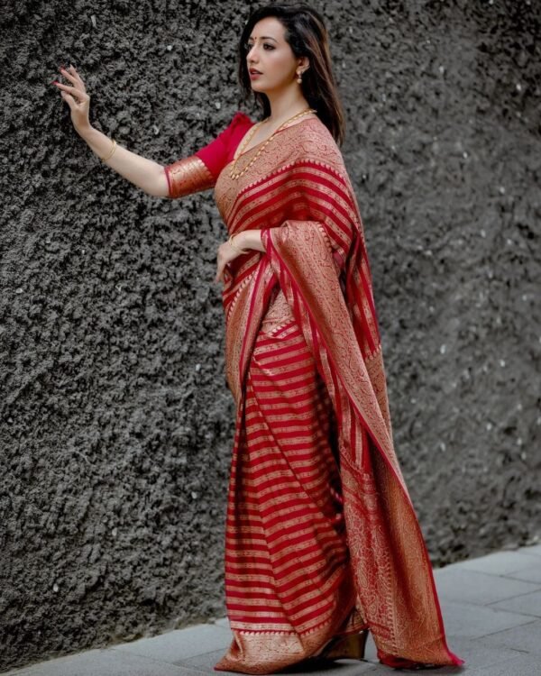 beautiful banarasi silk sarees red 2