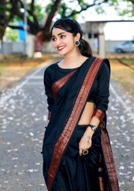 black-pure-semi-silk-saree