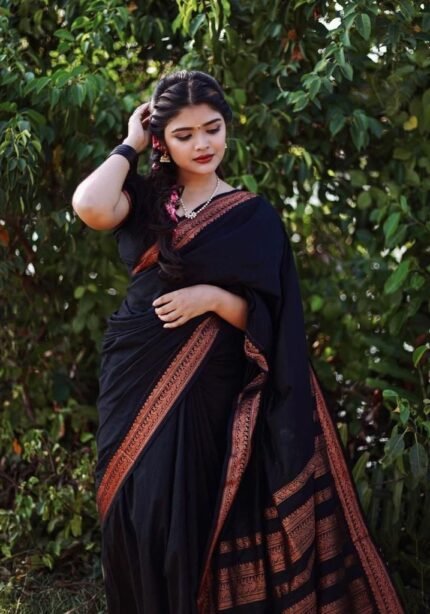 black-pure-semi-silk-saree