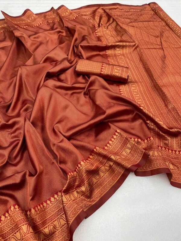 copper zari weaving banarasi saree maroon real 1