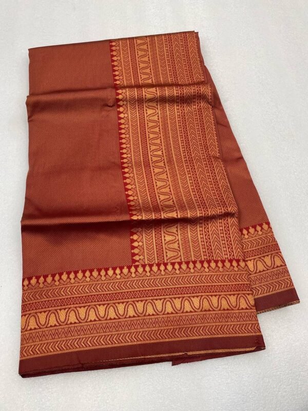 copper zari weaving banarasi saree maroon real