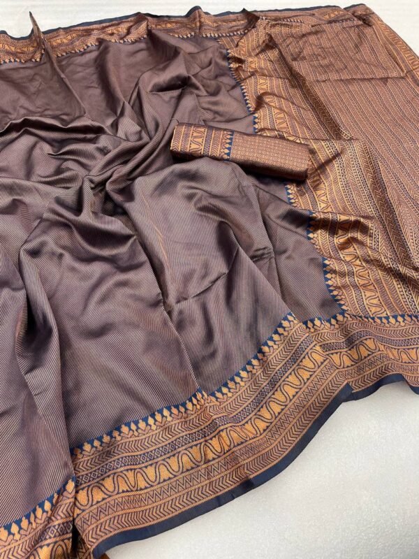 copper zari weaving banarasi saree rama real 1