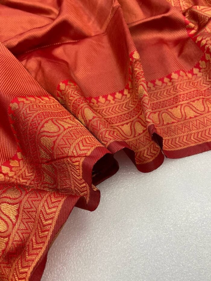 copper zari weaving banarasi saree red real 1