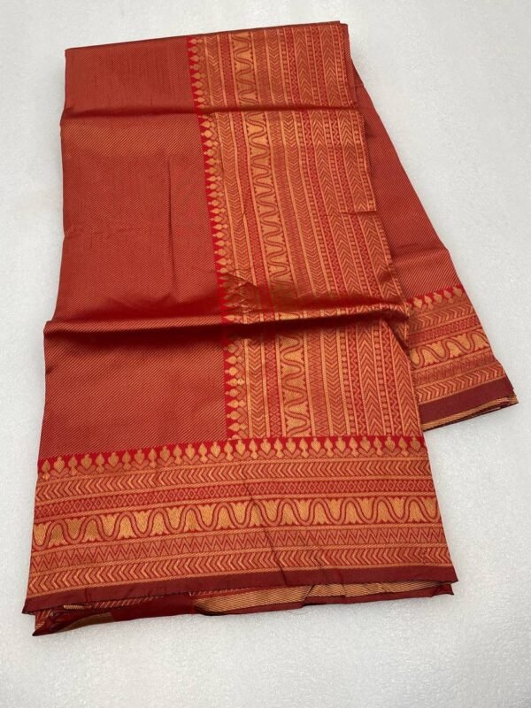 copper zari weaving banarasi saree red real 2