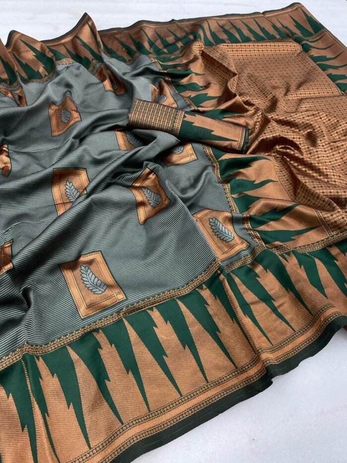 dark green banarasi silk sarees 2