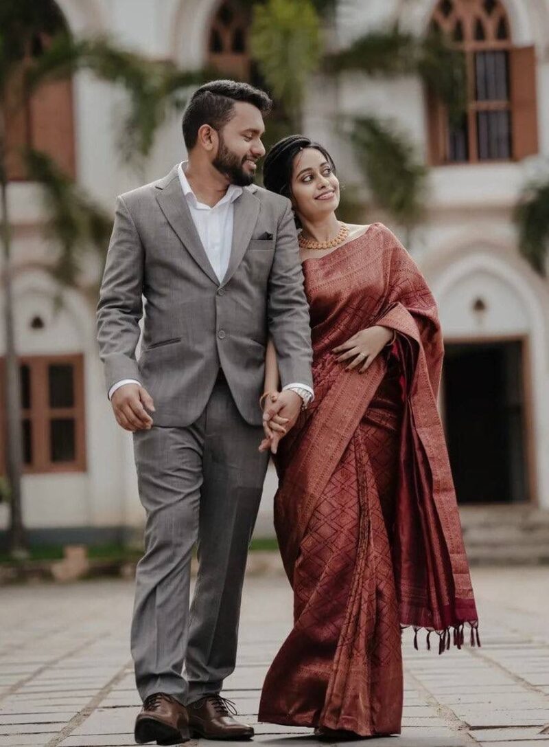 Dark Maroon Banarasi Silk Sarees - Image 4