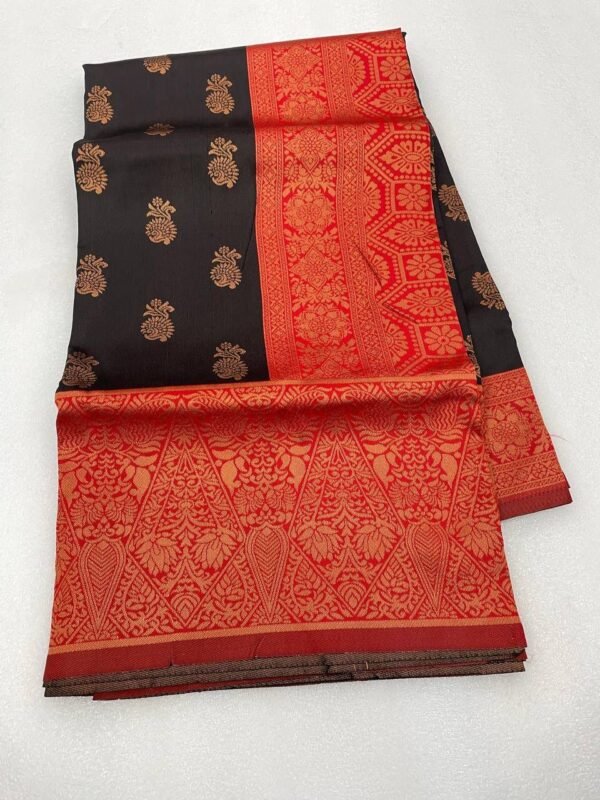 four colours banarasi silk saree black 1