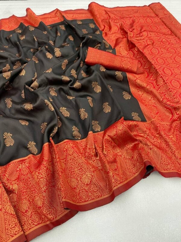 four colours banarasi silk saree black 2