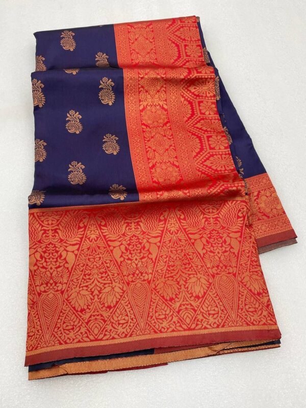 four colours banarasi silk saree blue 1