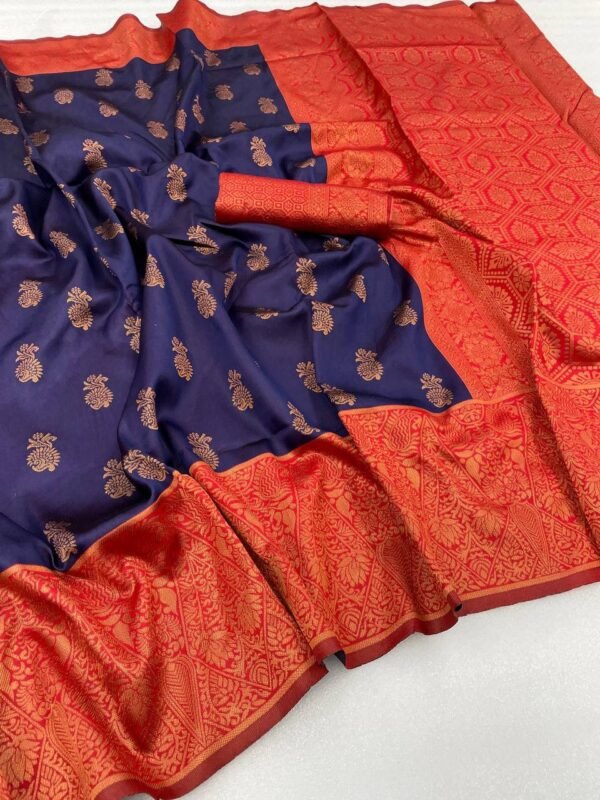 four colours banarasi silk saree blue 2