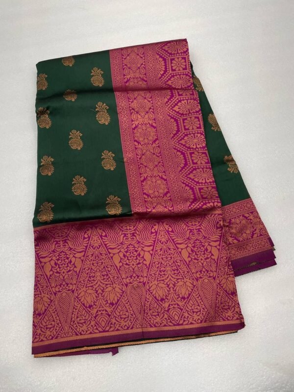 four colours banarasi silk saree green 1