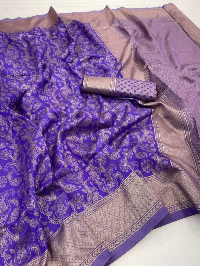 lavender banarasi silk sarees 5