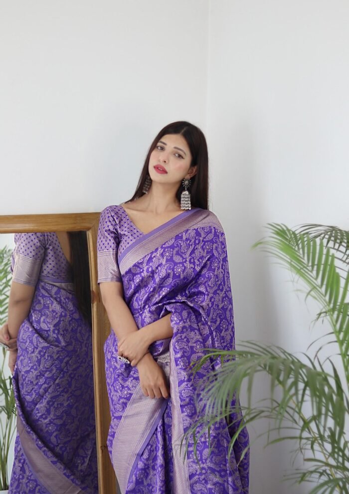 lavender banarasi silk sarees